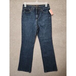 St Johns Bay Bootcut Jeans Womens 12 Long Blue Dark Wash Secretly Slender NEW